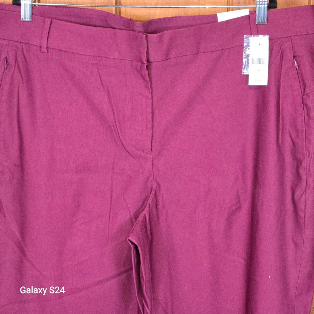 Lane Bryant Women's Burgundy Slim Ankle Mid‎ Rise Pants Size 24